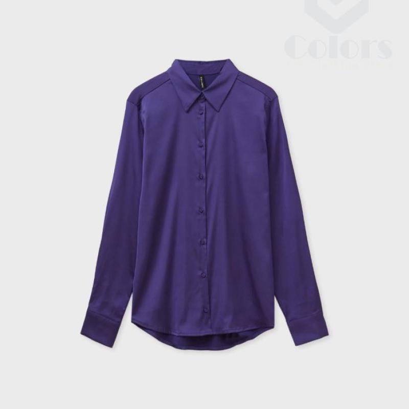 Women’s Satin Shirt-Violet