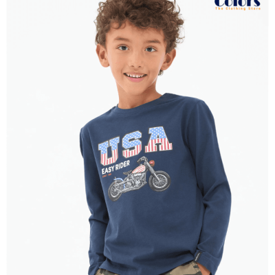 Blue Casual Printed Kids T-Shirt