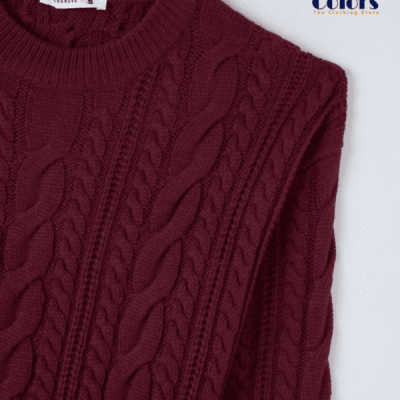 Bordeaux Crew Neck Cable Jumper