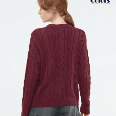 Bordeaux Crew Neck Cable Jumper