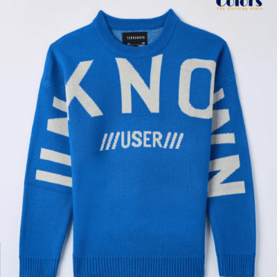 Boy’s Crew-Neck Sweater – Bluette Sport, Large Lettering