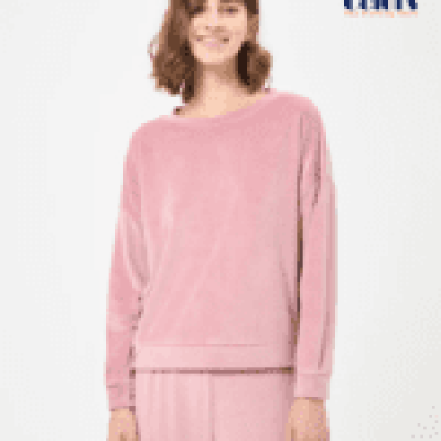 Chenille Sweatshirt With Crew Neck Pink Dark