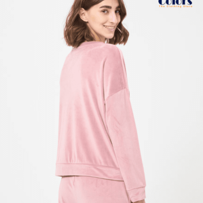 Chenille Sweatshirt With Crew Neck Pink Dark