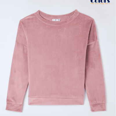 Chenille Sweatshirt With Crew Neck Pink Dark