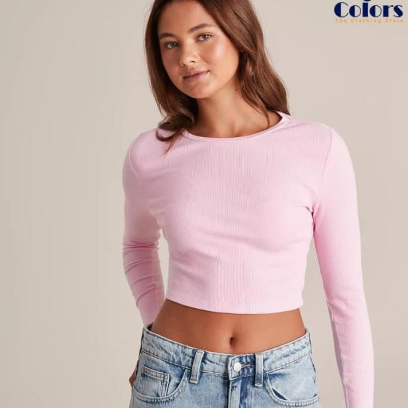 Crop length round neck t shirt