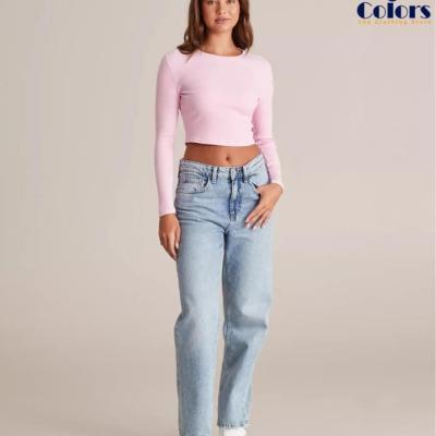 Crop length round neck t shirt