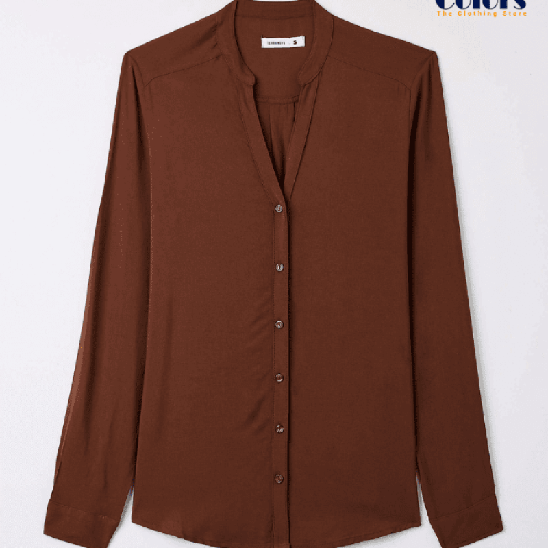 Dark Brown Single mandarin collar shirt