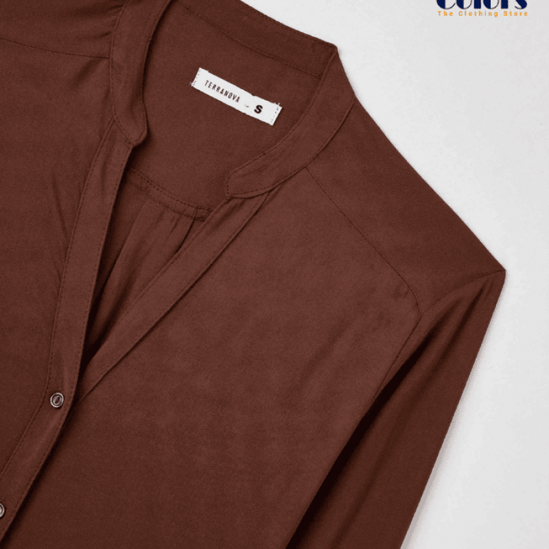 Dark Brown Single mandarin collar shirt