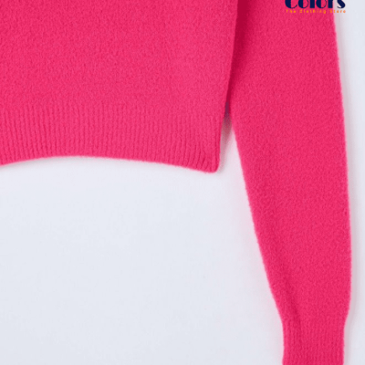 Faux Fur Crop Sweater Fuxia