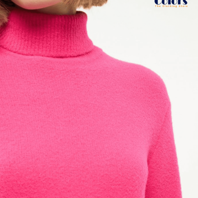 Faux Fur Crop Sweater Fuxia