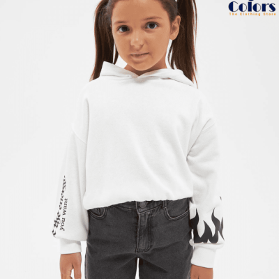 Girls Cropped Hoodie – White, Girl’s, Size 6-7 Years