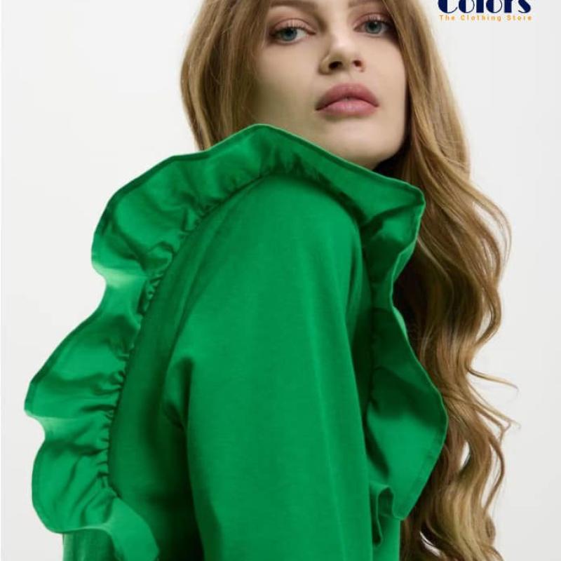 Green Gathered Arm Hole Sweatshirt