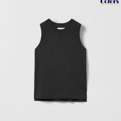 Kids Embroidered Tank Top Black