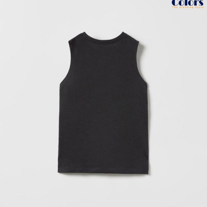 Kids Embroidered Tank Top Black