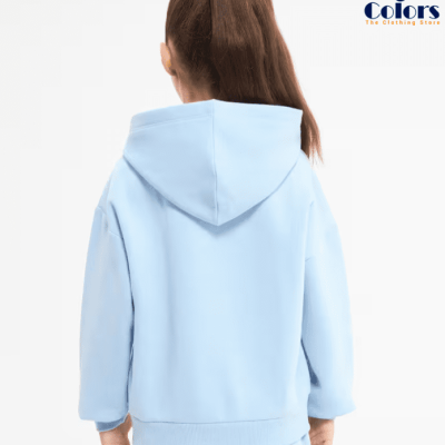 Hoodie Light Blue Hoodie with Graffiti Print – Girl’s, Size 6-7 Years