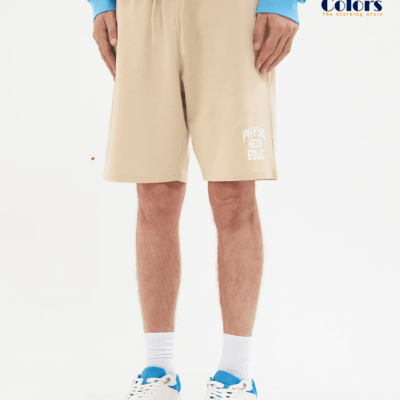 Logo Print Bermudas Cream Shorts for Men