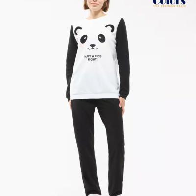 Long Pajama Set with Panda Print T-shirt