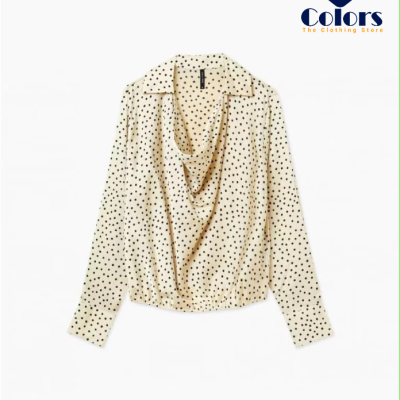 Long-Sleeved Shirt Polka Dot Pattern White Woll