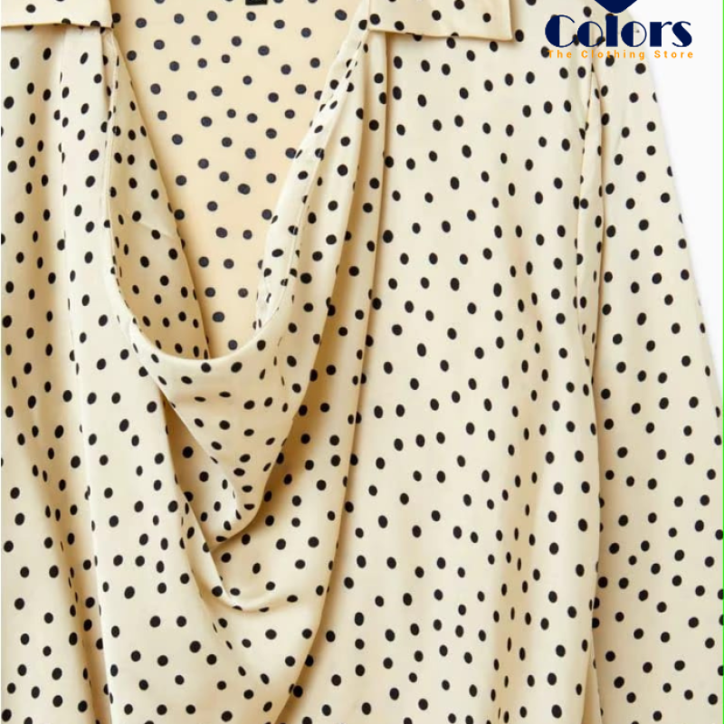 Long-Sleeved Shirt Polka Dot Pattern White Woll