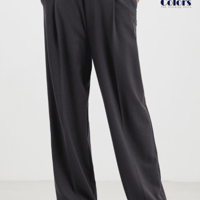 Long Trousers Solid Colour Dark Grey Melange