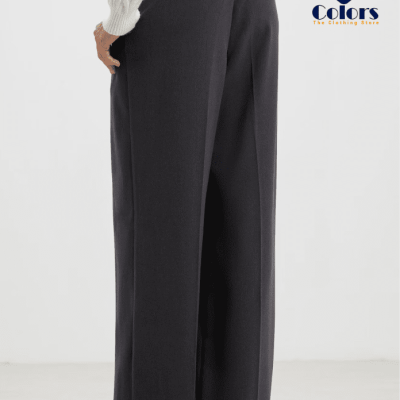 Long Trousers Solid Colour Dark Grey Melange