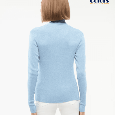 Lurex Polo Neck Jumper Sky-Blue