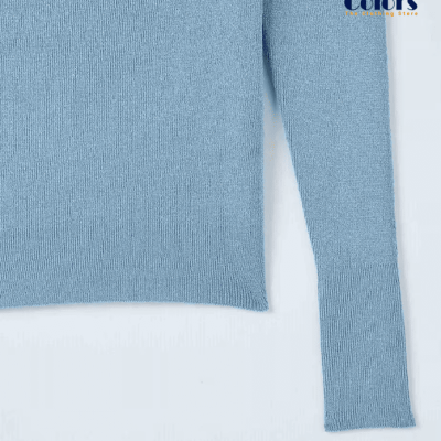 Lurex Polo Neck Jumper Sky-Blue