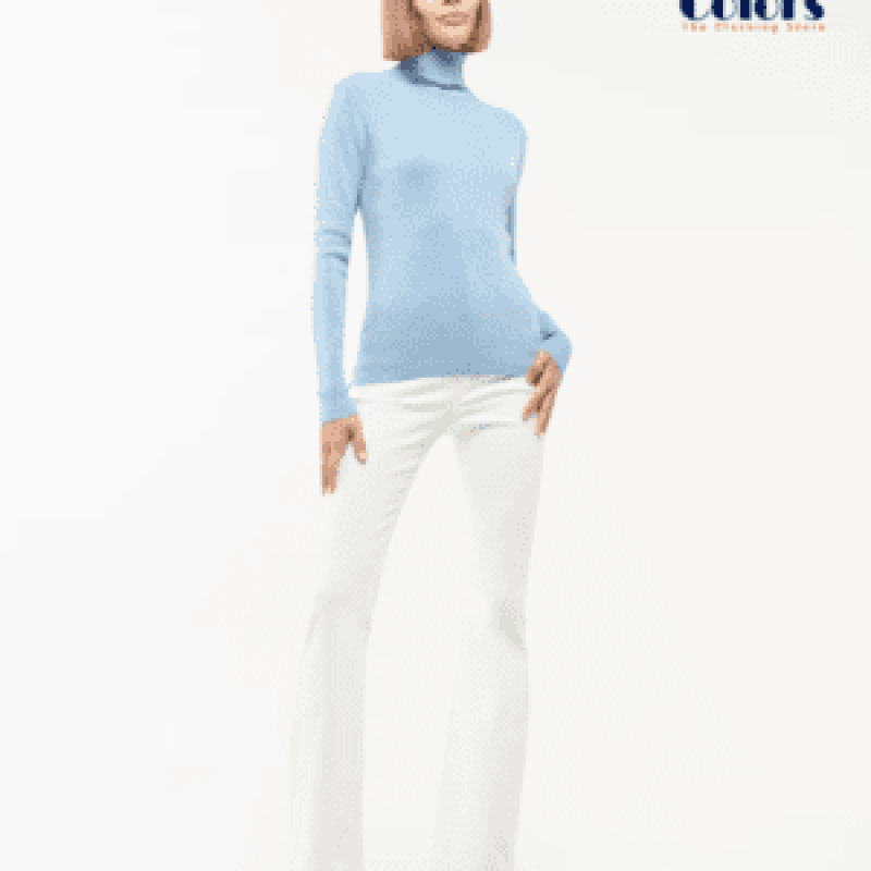 Lurex Polo Neck Jumper Sky-Blue