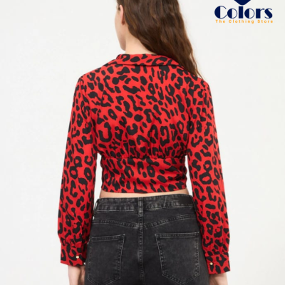 Patterned Women’s Blouse With Corset Red