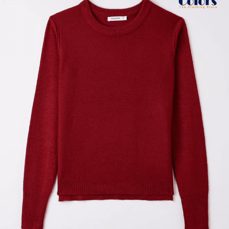 Single-colour crew neck top Bordeaux