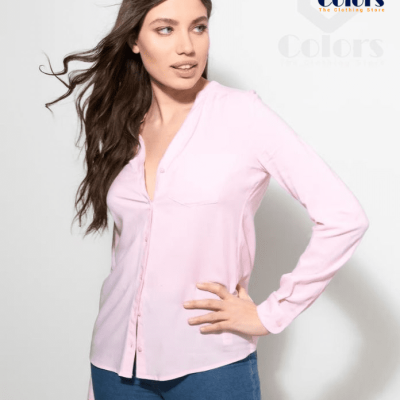 Single colour shirt with mandarin collar Pink