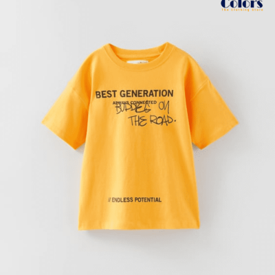 Slogan Print T-shirt – Round Neck, Short Sleeves