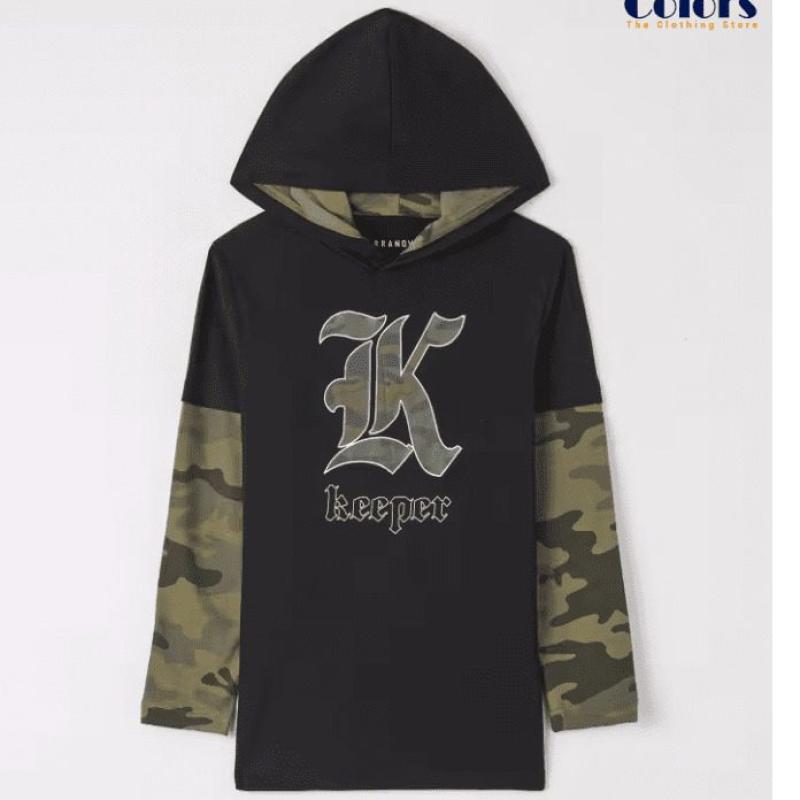 T-Shirt with Hood Black