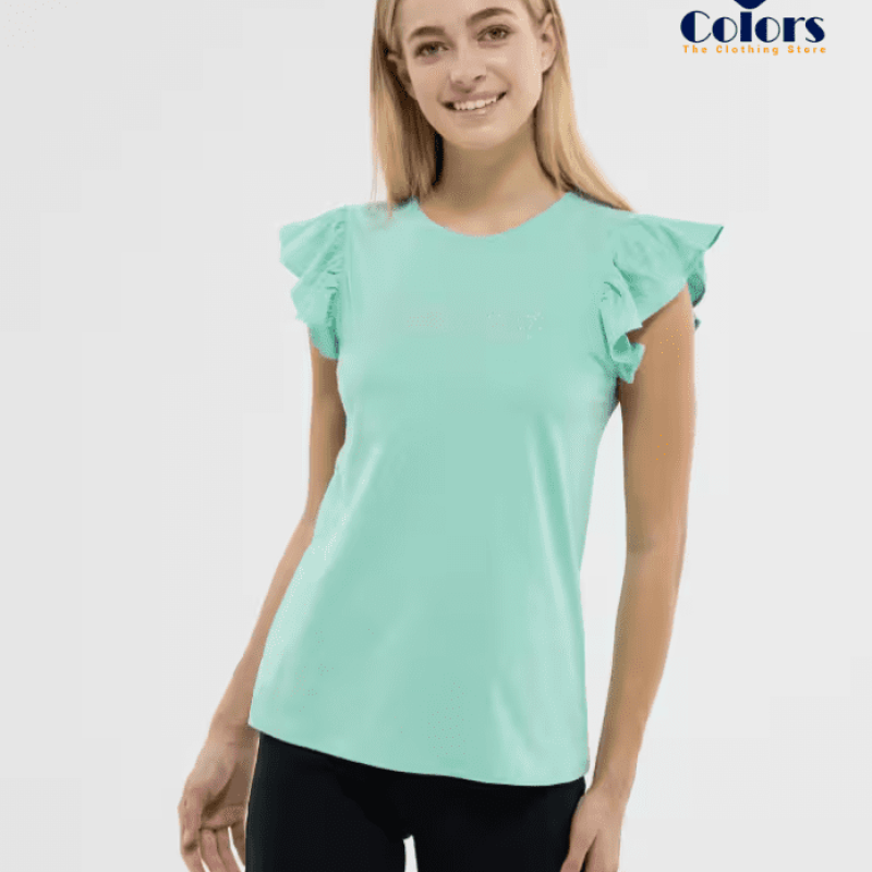 T-shirt with lace sleeves Green water