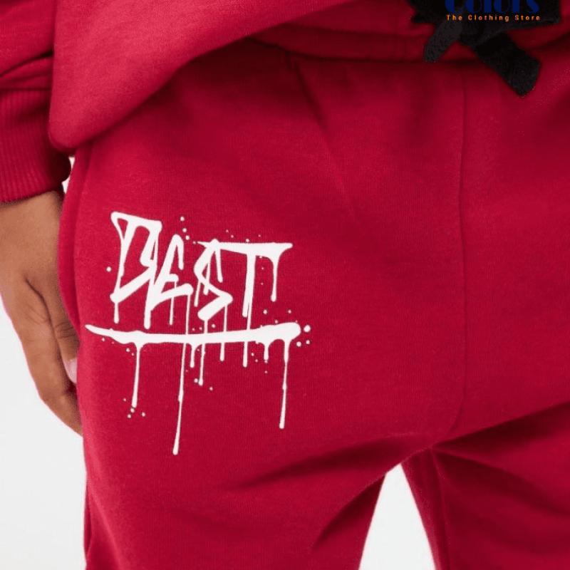 Tracksuit Bottoms with Gothic Print-Red