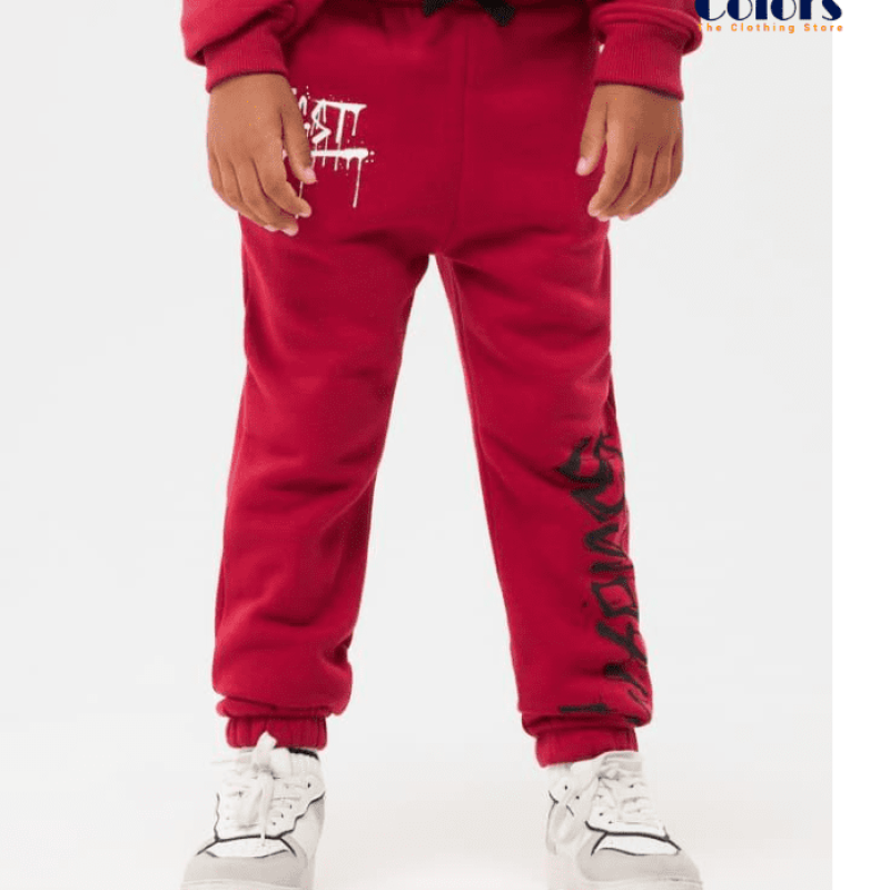 Tracksuit Bottoms with Gothic Print-Red