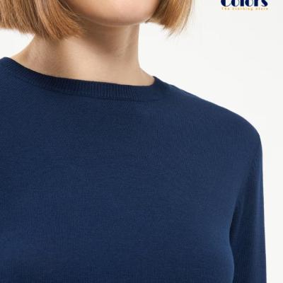 Viscose top with crew neckline dark Blue