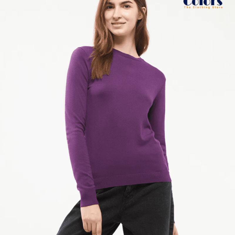 Viscose top with crew neckline Violet