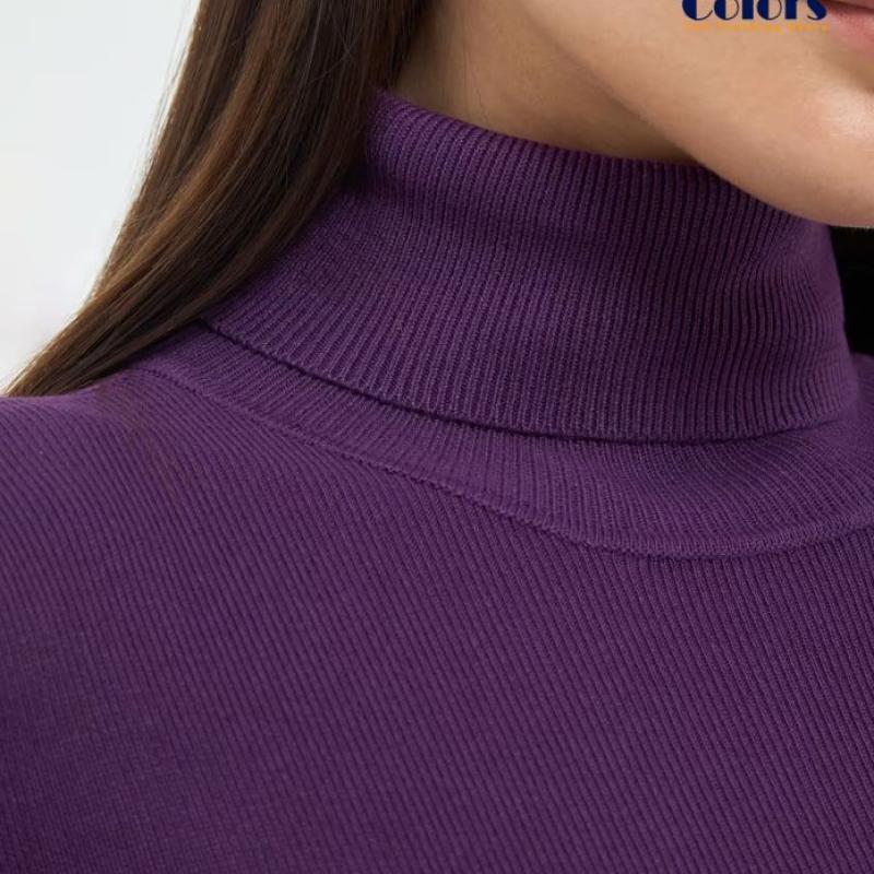 Women High Neck Ribbed Sweater