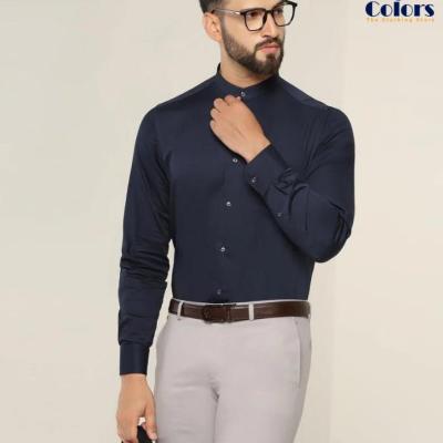 Wrinkle Free Men Stretchable Shirt – Navy Blue